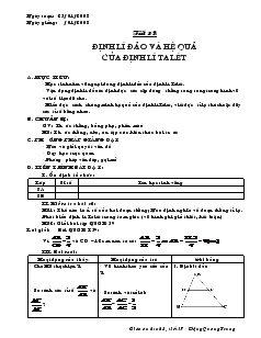 Giáo án Hình học lớp 8 (chuẩn) -  Tiết 37: Định lí đảo và hệ quả của định lí Talét