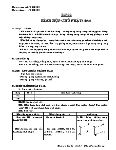 Giáo án Hình học lớp 8 (chuẩn) -  Tiết 55: Hình hộp chữ nhật (tiếp)