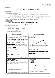 Giáo án Hình học lớp 8 năm học 2009- 2010 Tuần 2 Tiết 3 Hình thang cân