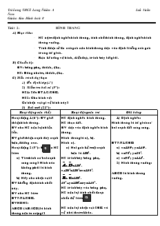 Giáo án Hình học lớp 8 Tiết 2 Hình Thang