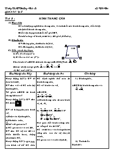 Giáo án Hình học lớp 8 Tiết 3 Hình thang cân