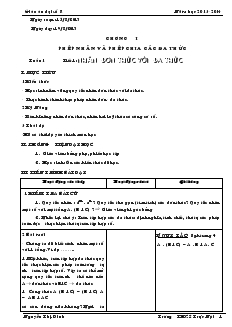 Giáo án môn Đại số 8 (chuẩn) - Học kỳ I năm 2013 - 2014