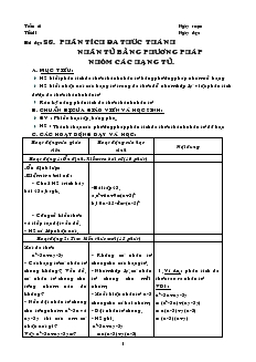 Giáo án môn Đại số 8 (chuẩn) - Tiết 11: Phân tích đa thức thành nhân tử bằng phương pháp nhóm các hạng tử