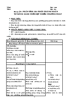 Giáo án môn Đại số 8 (chuẩn) - Tiết 12: Phân tích đa thức thành nhân tử bằng cách phối hợp nhiều phương pháp