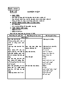 Giáo án môn Đại số 8 (chuẩn) -  Tiết 13: Luyện tập