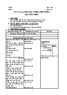 Giáo án môn Đại số 8 (chuẩn) - Tiết 17: Chia đa thức một biến đã sắp xếp