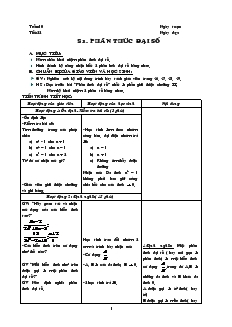 Giáo án môn Đại số 8 (chuẩn) - Tiết 22: Phân thức đại số