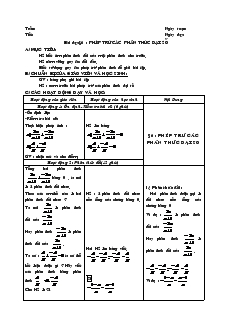 Giáo án môn Đại số 8 (chuẩn) - Tiết 30: Phép trừ các phân thức đại số