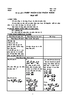 Giáo án môn Đại số 8 (chuẩn) - Tiết 32: Phép nhân các phân thức đại số