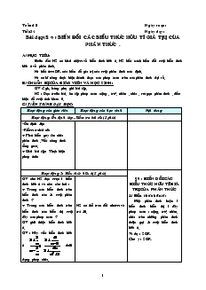 Giáo án môn Đại số 8 (chuẩn) - Tiết 34: Biến đổi các biểu thức hữu tỉ giá trị của phân thức