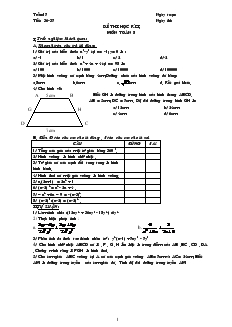 Giáo án môn Đại số 8 (chuẩn) - Tiết 36, 37: Đề thi học kì I môn Toán 8