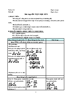 Giáo án môn Đại số 8 (chuẩn) - Tiết 39: Ôn tập học kì I