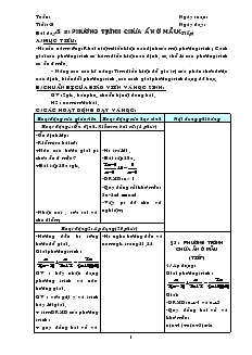 Giáo án môn Đại số 8 (chuẩn) - Tiết 48: Phương trình chứa ẩn ở mẫu (tiếp)