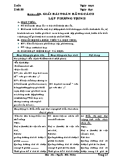 Giáo án môn Đại số 8 (chuẩn) - Tiết 50: Giải bài toán bằng cách lập phương trình