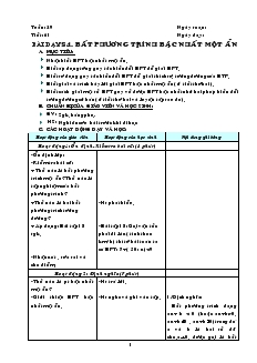 Giáo án môn Đại số 8 (chuẩn) - Tiết 61: Bất phương trình bậc nhất một ẩn