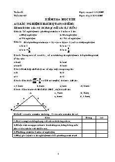 Giáo án môn Đại số 8 (chuẩn) - Tiết 66, 67: Kiểm tra học kì II