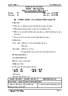 Giáo án môn Đại số 8 (chuẩn) - Trường THCS Bắc Sơn - Tiết 28: Phép cộng các phân thức đại số