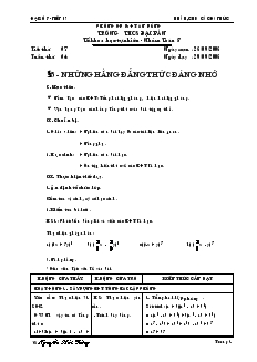 Giáo án môn Đại số 8 (chuẩn) - Trường THCS Bắc Sơn - Tiết 7: Những hằng đẳng thức đáng nhớ