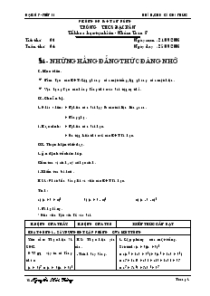 Giáo án môn Đại số 8 (chuẩn) - Trường THCS Bắc Sơn - Tiết 6: Những hằng đẳng thức đáng nhớ