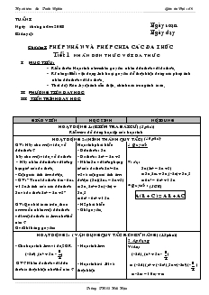 Giáo án môn Đại số 8 (chuẩn) - Tuần 1 đến tuần 4