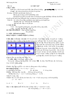 Giáo án môn Hình học 8 (chi tiết) - Tiết 26: THCS Lương Thế Vinh