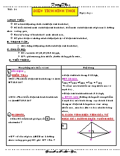 Giáo án môn Hình học 8 (chi tiết) - Tiết 34: Diện tích hình thoi