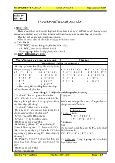 Giáo án Toán 6 Tuần 19 - Vũ Trọng Triều