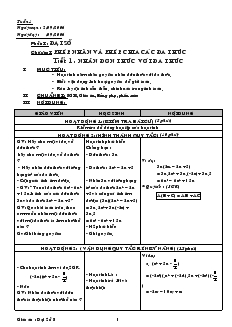 Giáo án Toán hoc 8 (chi tiết) - Tiết 1 đến tiết 8