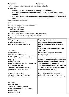 Giáo án Toán hoc 8 (chi tiết) - Tiết 7: Những hằng đẳng thức đáng nhớ (tiếp)