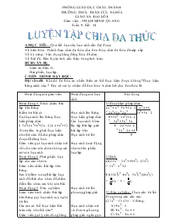 Giáo án Toán học 8 - Tiết 18: Luyện tập chia đa thức