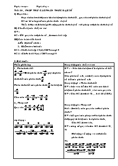 Giáo án Toán học 8 - Tiết 30: Phép trừ các phân thức đại số
