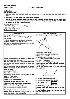Giáo án Toán học lớp 8 (chuẩn kiến thức) - Tiết 12: Hình bình hành