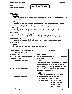 Giáo án Toán học lớp 8 (chuẩn kiến thức) - Tiết 54: Ôn tập chương III