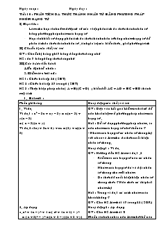 Giáo án Tự chọn Toán 8 - Tiết 10: Phân tích đa thức thành nhân tử bằng phương pháp