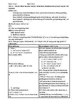 Giáo án Tự chọn Toán 8 - Tiết 9: Phần tích thành nhân tử bằng phương pháp đặt nhân tử