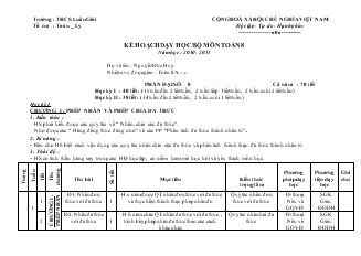 Kế hoạch dạy học bộ môn Toán 8 năm học : 2010 - 2011 - Trường THCS Luân Giói