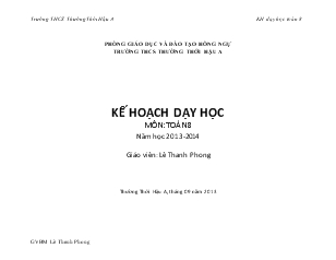 Kế hoạch dạy học môn: Toán 8 năm học 2013-2014