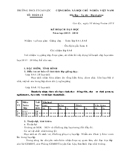 Kế hoạch dạy học năm học 2013 - 2014