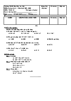 Kiểm tra 1 tiết Chương I Đại số Lớp 8 Trường THCS Chu Văn An