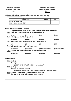 Kiểm tra 1 tiết Chương I Đại số Lớp 8 Trường THCS Đức Trí