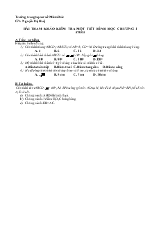 Kiểm tra 1 tiết Chương I Hình học Lớp 8 Trường THCS Minh Đức