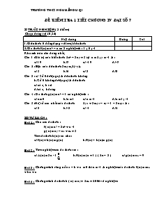Kiểm tra 1 tiết Đại số chương IV Lớp 7 Trường THCS Nguyễn Du