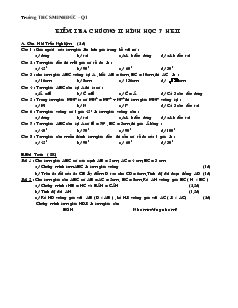 Kiểm tra 1 tiết Hình chương II Lớp 7 Trường THCS Minh Đức