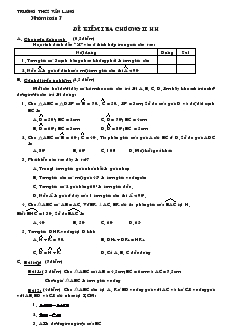 Kiểm tra 1 tiết Hình chương II Lớp 7 Trường THCS Văn Lang