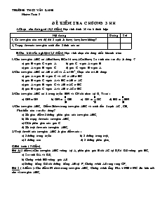 Kiểm tra 1 tiết Hình học chương III Lớp 7 Trường THCS Văn Lang