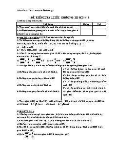 Kiểm tra 1 tiết Hình học chương III Lớp 7 Trường THCS Nguyễn Du