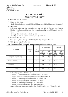 Kiểm tra 1 tiết môn vật lí lớp 7 tuần 10 - Tiết 10