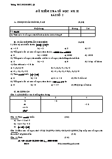 Kiểm tra 1 tiết Số học chương II Lớp 6 Trường THCS Minh Đức