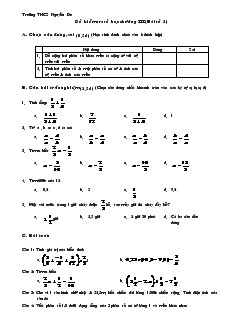 Kiểm tra 1 tiết Số học chương III Lớp 6 Trường THCS Nguyễn Du