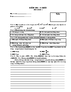 Kiểm tra 15 phút môn Hình 8